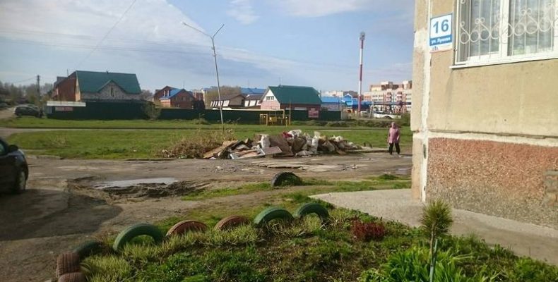 Жители дома №16 по улице Лунной в Бердске устроили свалку на газоне
