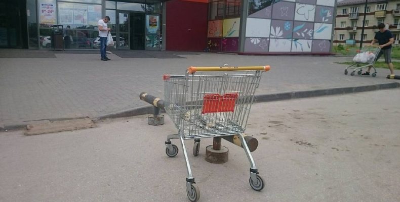 С парковки у «Астора» в Бердске неизвестные подростки угнали продуктовые тележки