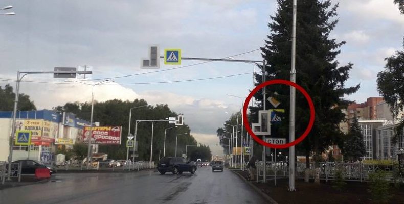 Фотофакт: Ёлка ограничивает обзор дорожных знаков в Бердске